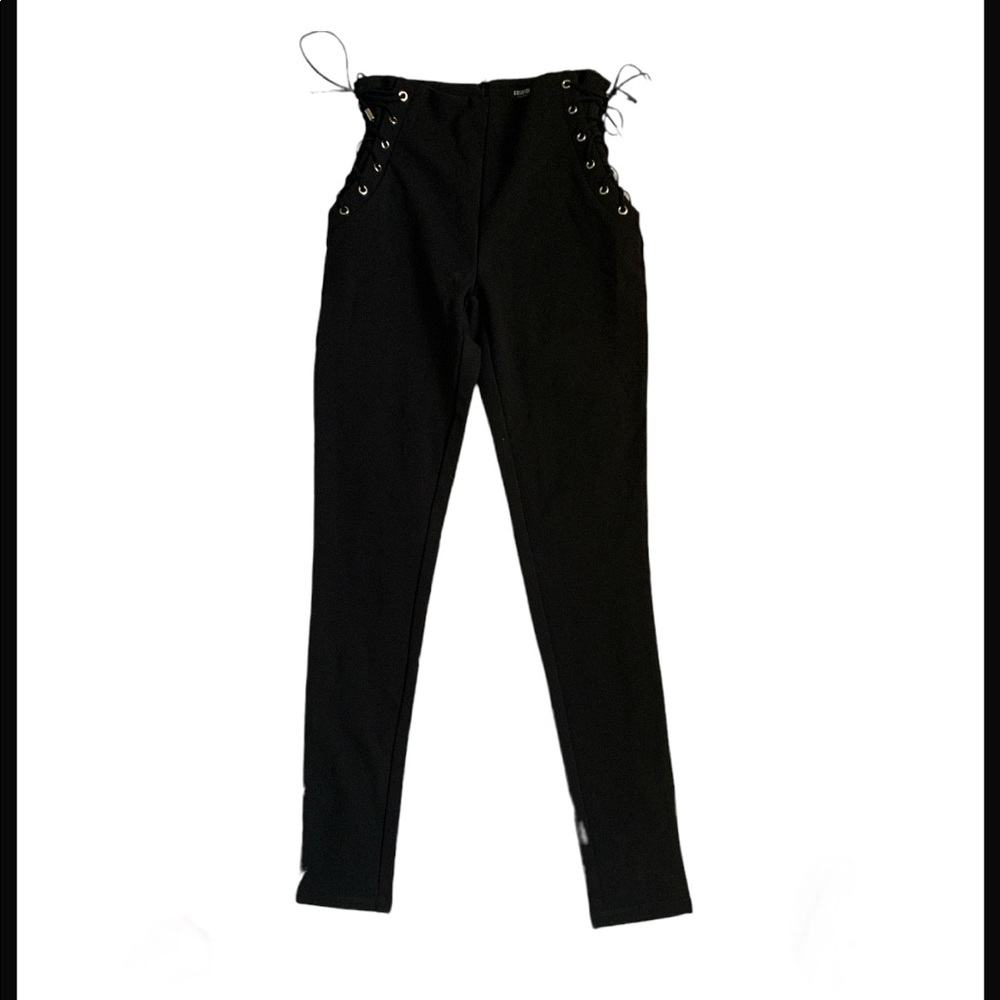 NWT High waisted lace up side black pants fashion nova